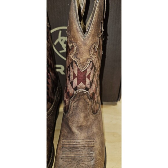 Ariat Gemma SOUTHWESTERN Boots Womens 7B Brown Distressed Western Aztec Cowgirl - Picture 7 of 13